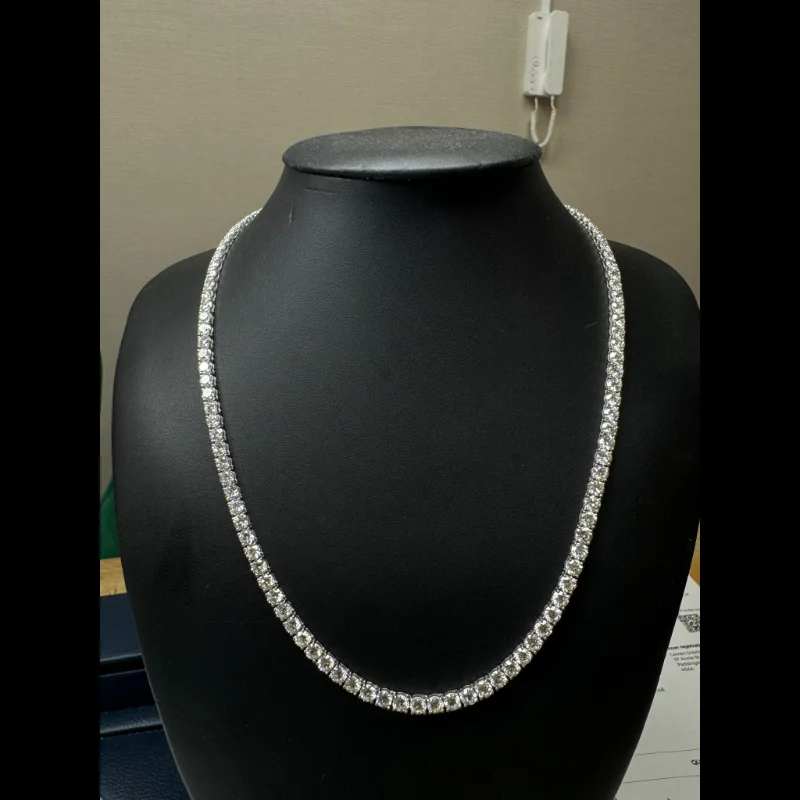 37.70 Cts Round Diamond Labgrown Diamond Tennis Necklace, 9K White Gold