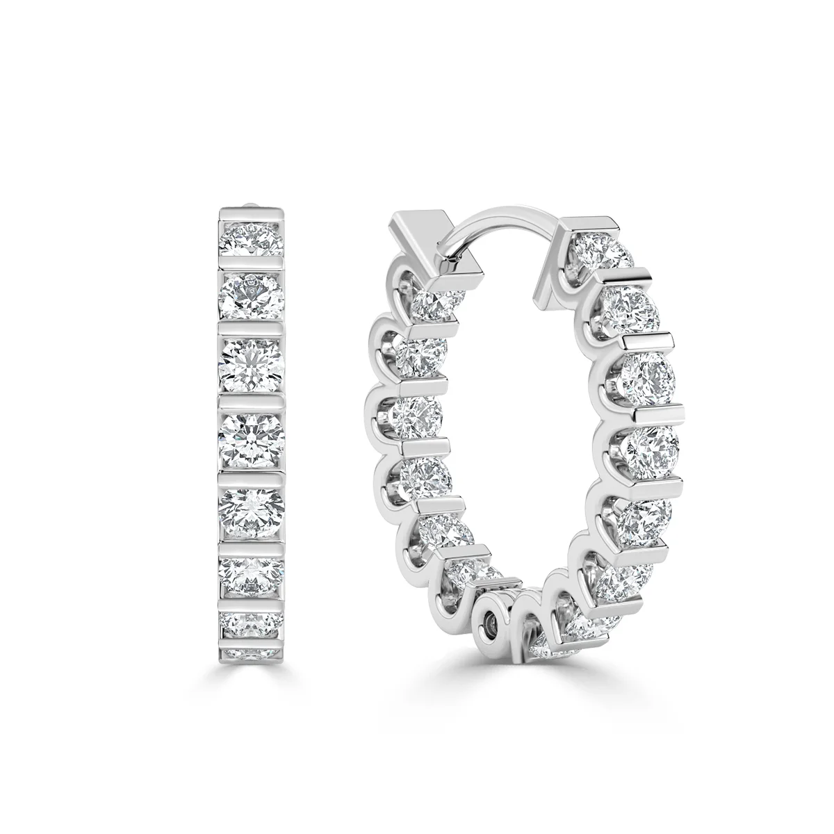 Round Hoop Diamond Earrings