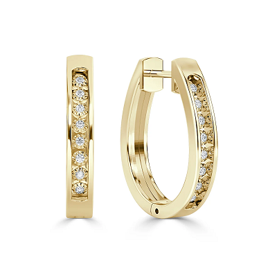 Yello Gold Diamond Hoop Earrings