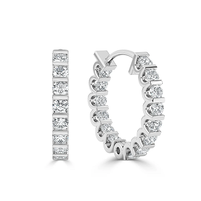 Round Hoop Diamond Earrings