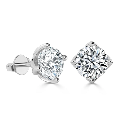 Platinum Round Diamond Studs Earrings