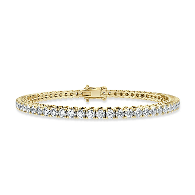 18K Yellow Gold Natural Round Diamond Tennis Bracelet
