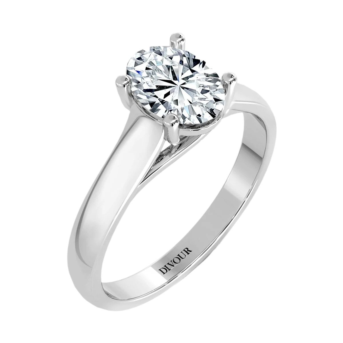 Interlace Oval Diamond Solitaire Ring