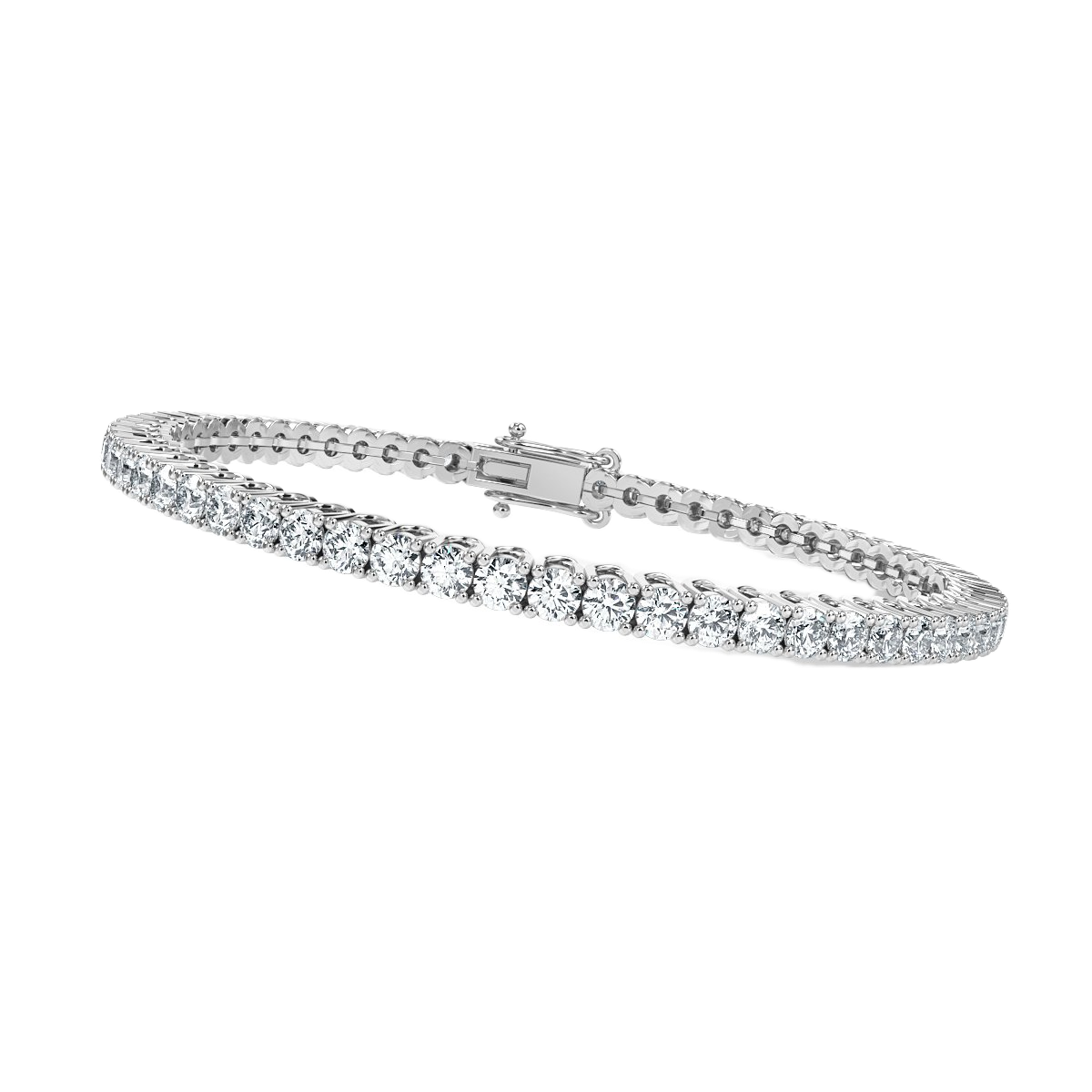 3.00 Ct Natural Round Diamond Tennis Bracelet, 9K White Gold