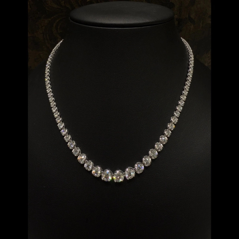 12.54ct Lab Grown Diamond Graduated Tennis Necklace
