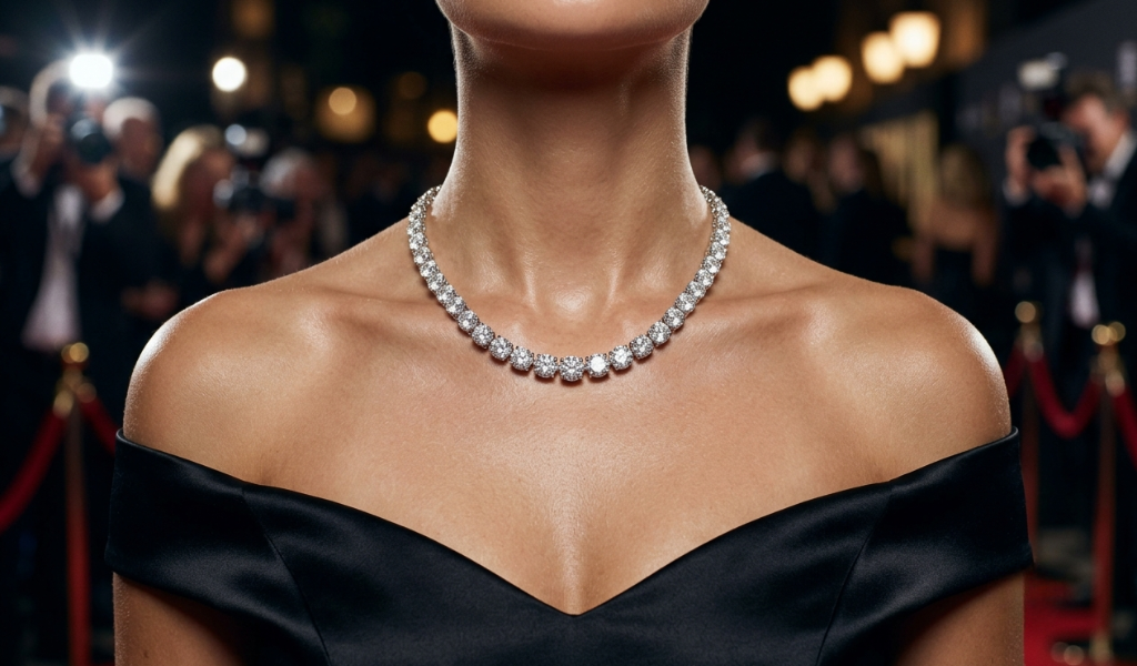 Celebrity-Inspired Tennis Necklace Looks from the Red Carpet
