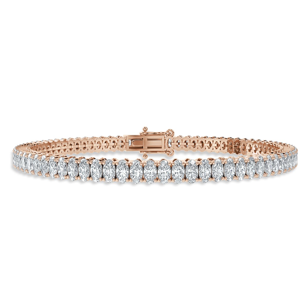 8.00 Ct Oval Diamond Tennis Bracelet, 18K Rose Gold