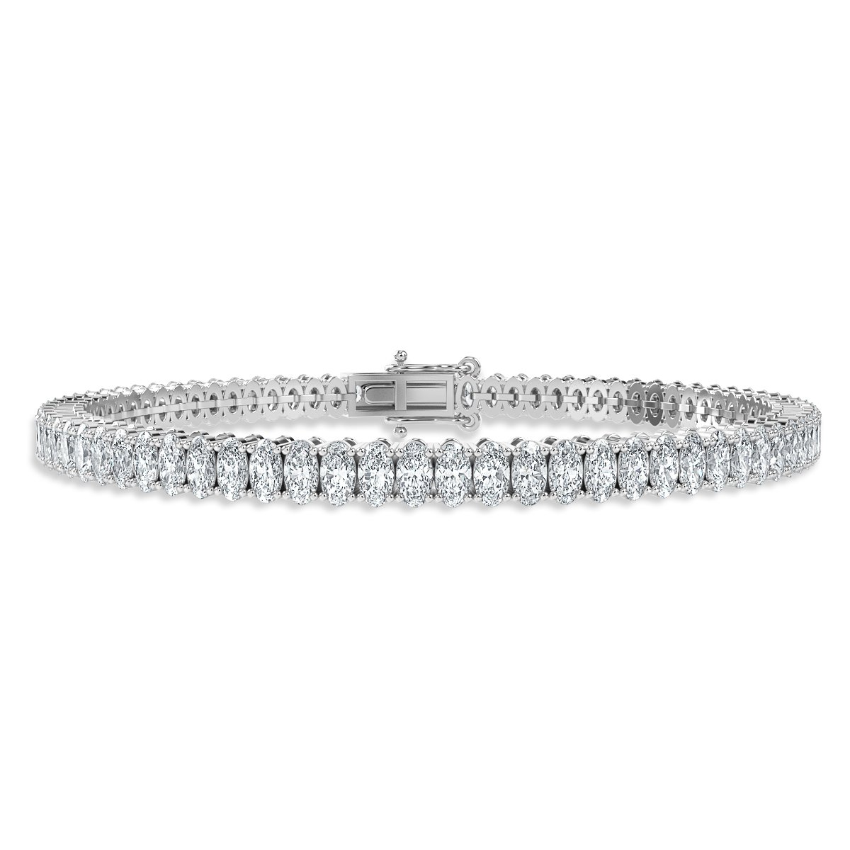 8.00 Ct Oval Diamond Tennis Bracelet, 18K White Gold