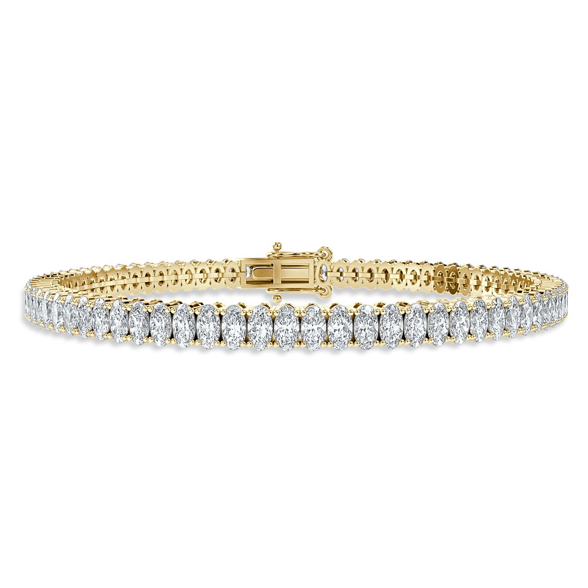 8.00 Ct Oval Diamond Tennis Bracelet, 18K Yellow Gold