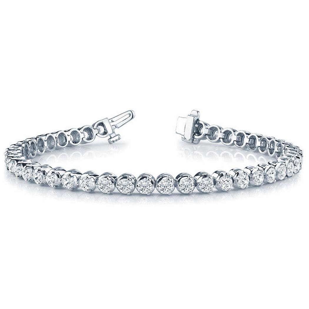 5.00 Ct Crown Setting Round Diamond Tennis Bracelet , 18K White Gold