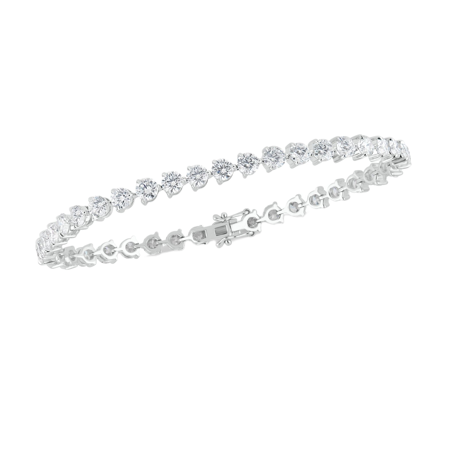4.00 Ct Three Prong Round Diamond Tennis Bracelet, White Gold