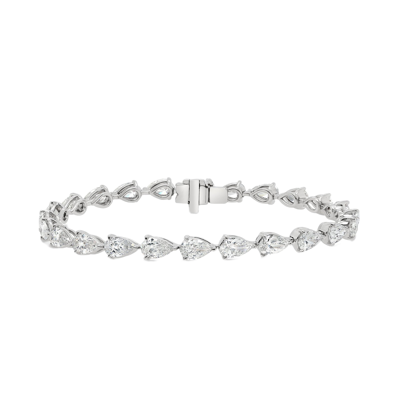 8.00 Ct Pear Cut Diamond Tennis Bracelet, 18K White Gold