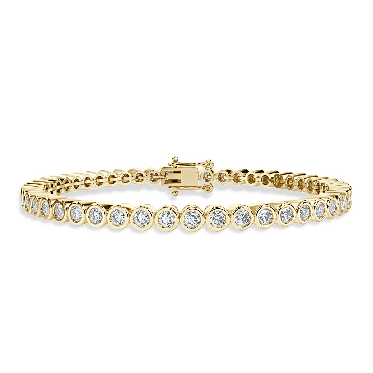 3.00 Ct Rubover Set Diamond Tennis Bracelet, 9K Yellow Gold