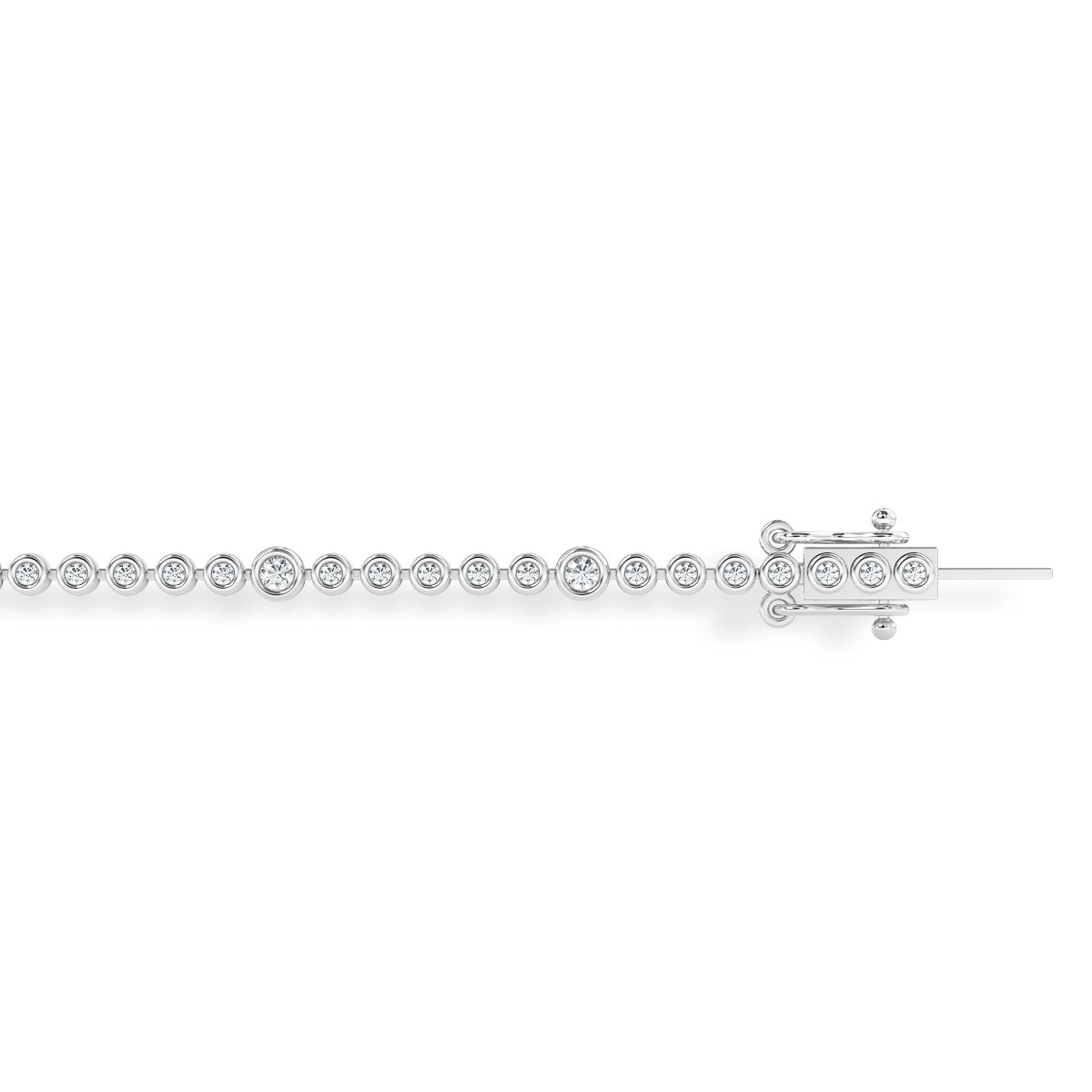 2.80 Ct Round Diamond Designer Basel Set Tennis Bracelet, 18K White Gold