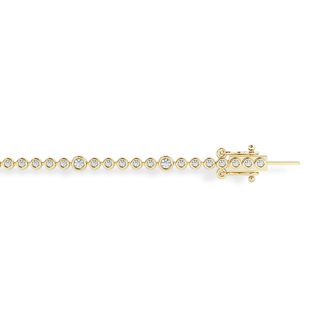 2.80 Ct Round Diamond Designer Basel Set Tennis Bracelet, 18K Yellow Gold