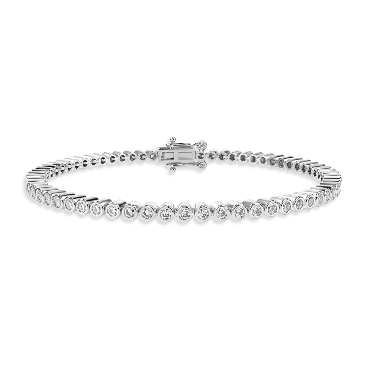 3.00 Ct Rubover Set Diamond Tennis Bracelet, 9K White Gold