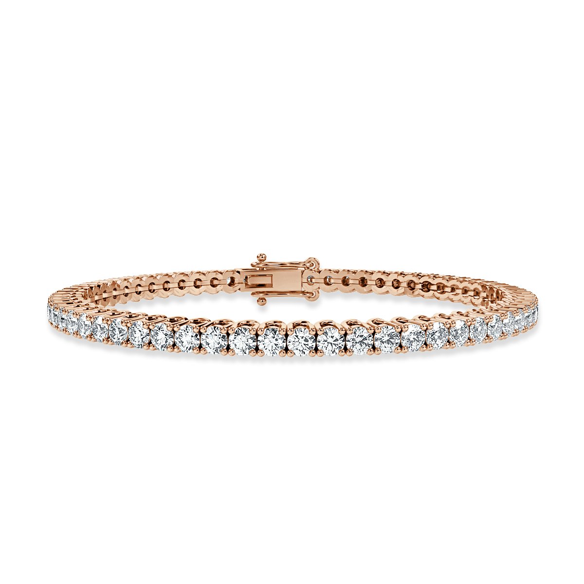 3.00 Ct Lab Grown Round Diamond Tennis Bracelet, Rose Gold