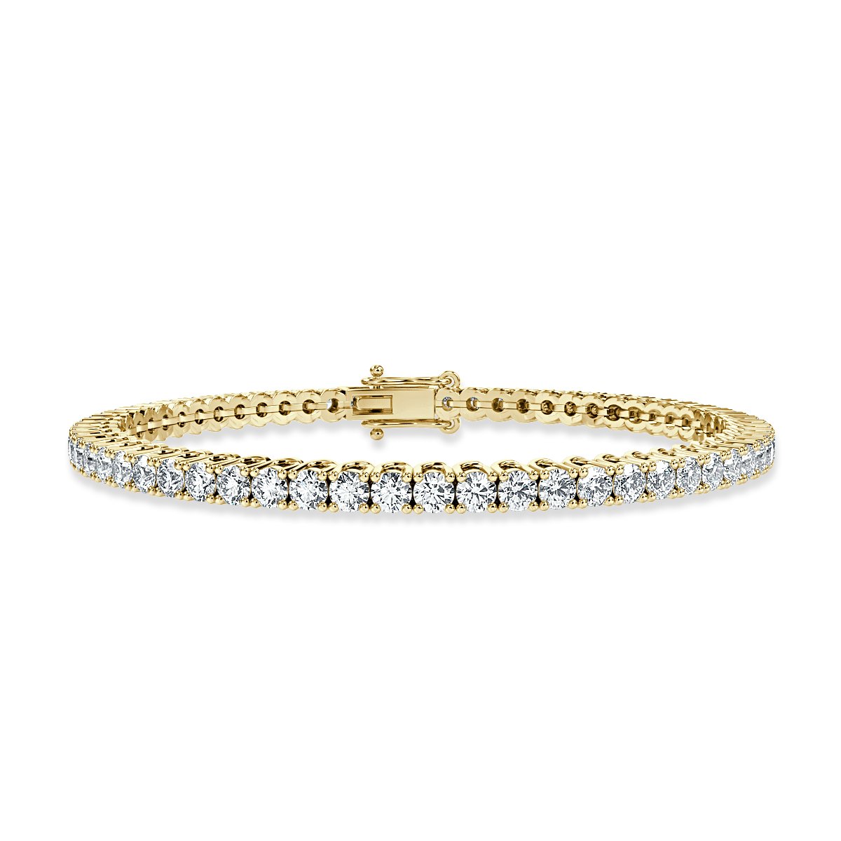 2.50 Ct Claw Set Natural Round Diamond Tennis Bracelet, 18K Yellow Gold