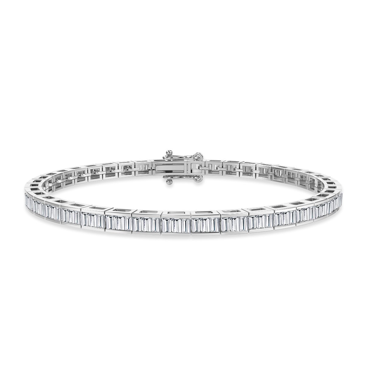 5.00 Cts Natural Bagutte Diamond Tennis Bracelet, 18K White Gold