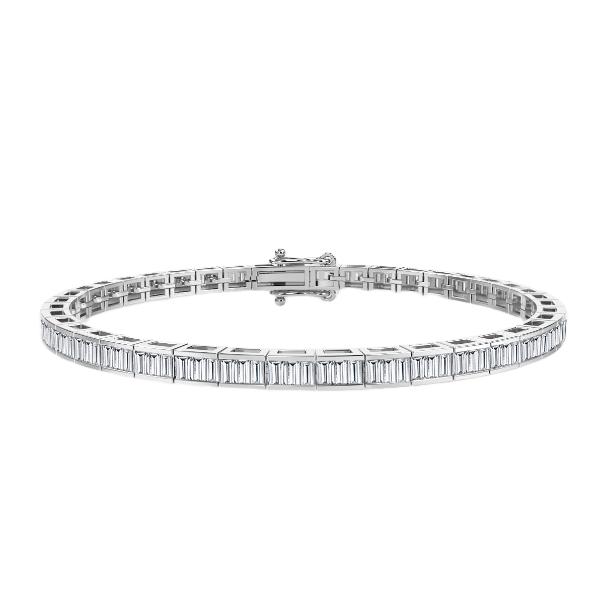 5.00 Cts Natural Bagutte Diamond Tennis Bracelet, 18K White Gold