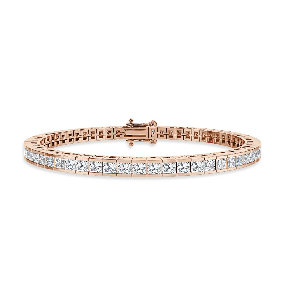 4.00 Ct Princess Cut Diamond Tennis Bracelet, Rose Gold