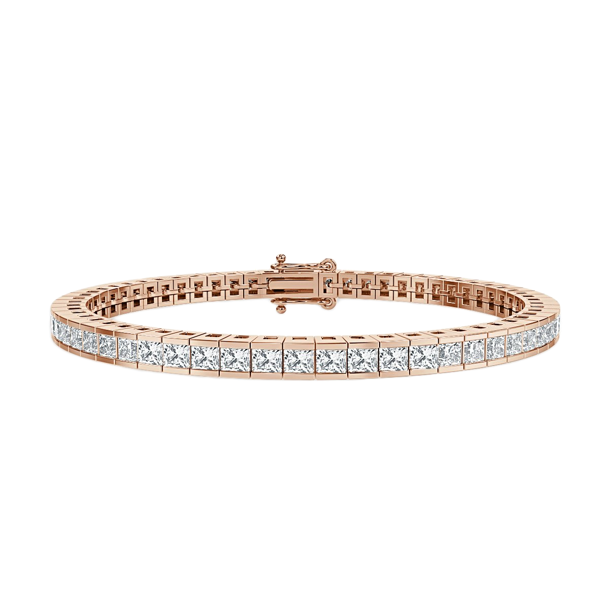 4.00 Ct Princess Cut Diamond Tennis Bracelet, Rose Gold