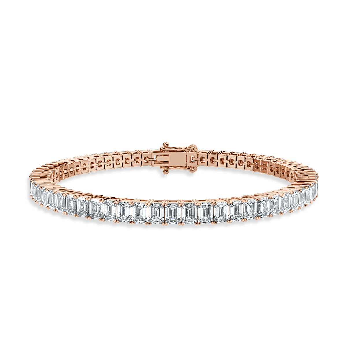 10.00 Ct Lab Grown Emerald Cut Diamond Tennis Bracelet, Rose Gold