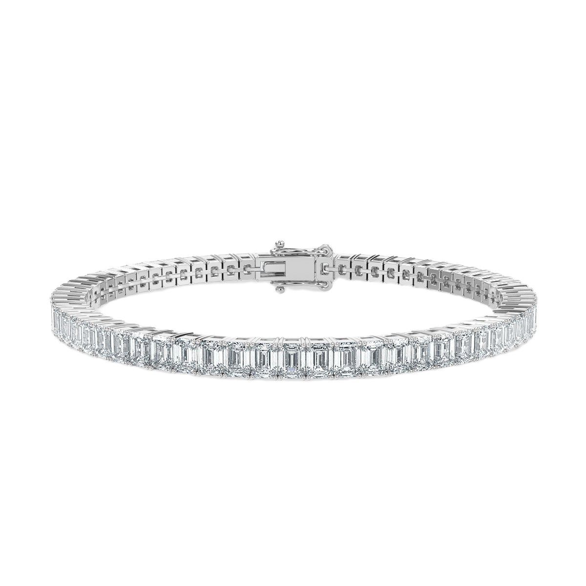 18k White Gold F-G/VS-SI 11.42 Ct Emerald Ct Natural Diamond Tennis Bracelet