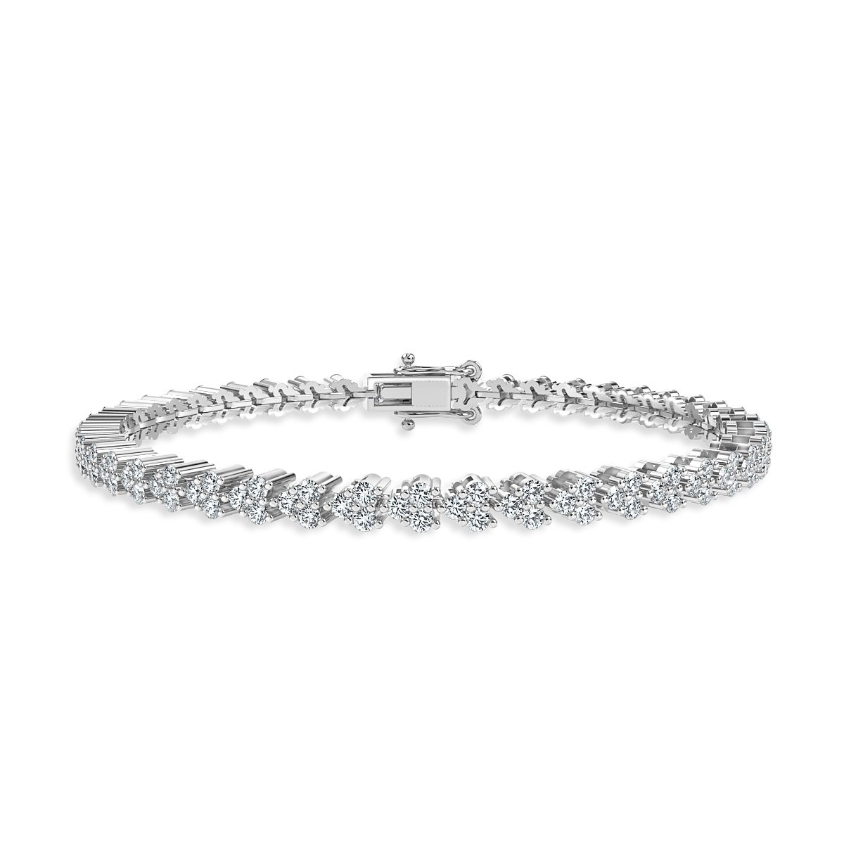 4.00 Ct Heart Shape Round Diamond Tennis Braclete , 18K White Gold