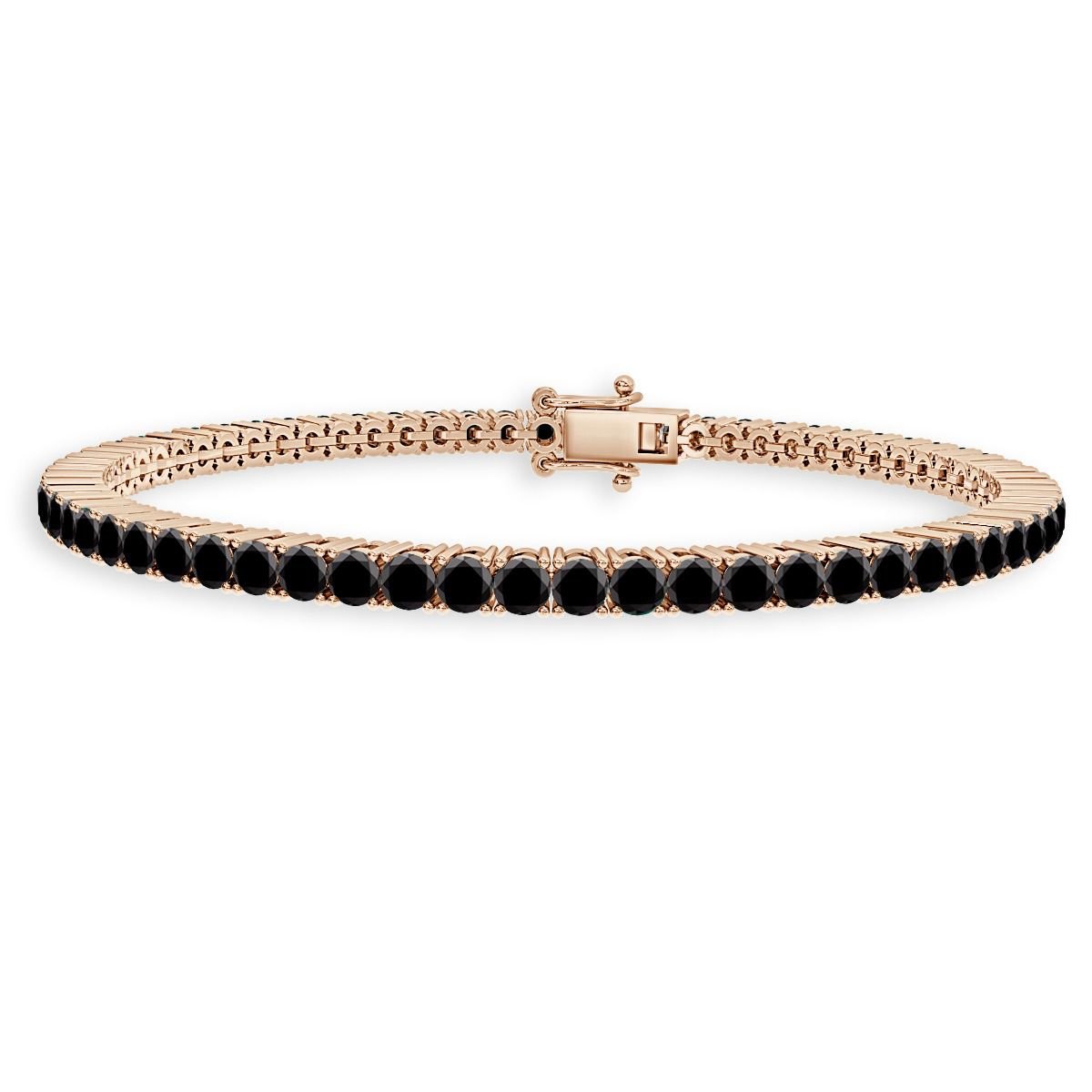 8.00 Ct Black Diamond Tennis Bracelet, Rose Gold