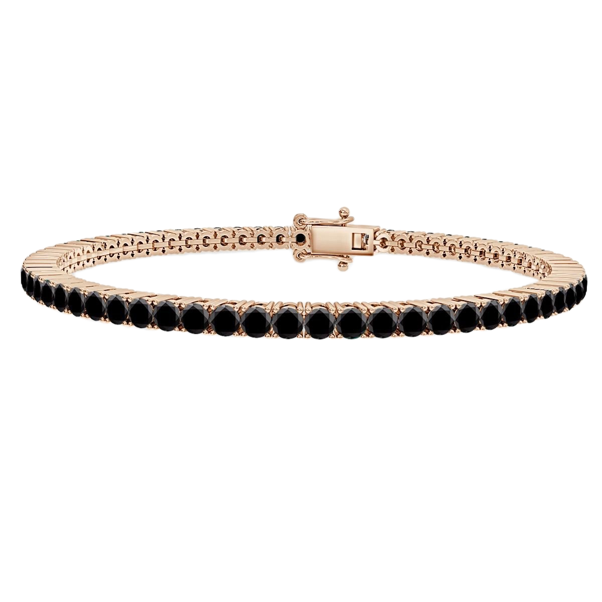 5.00 Ct Black Diamond Tennis Bracelet, Rose Gold
