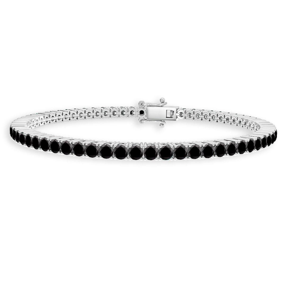 5.00 Ct Black Diamond Tennis Bracelet, White Gold