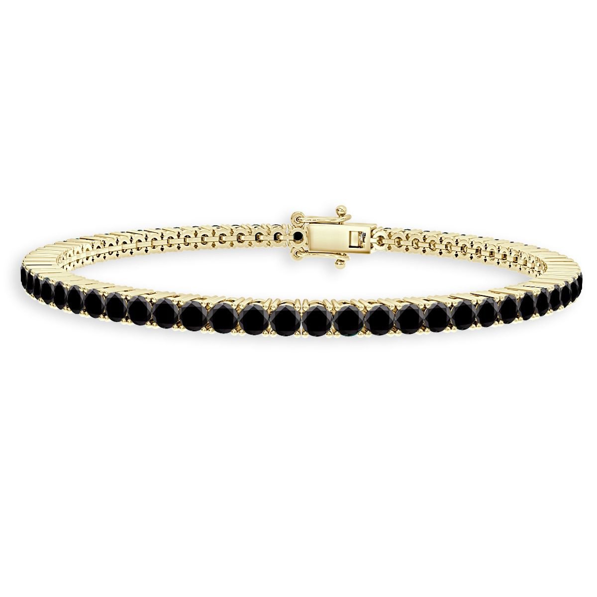 5.00 Ct Black Diamond Tennis Bracelet, Yellow Gold