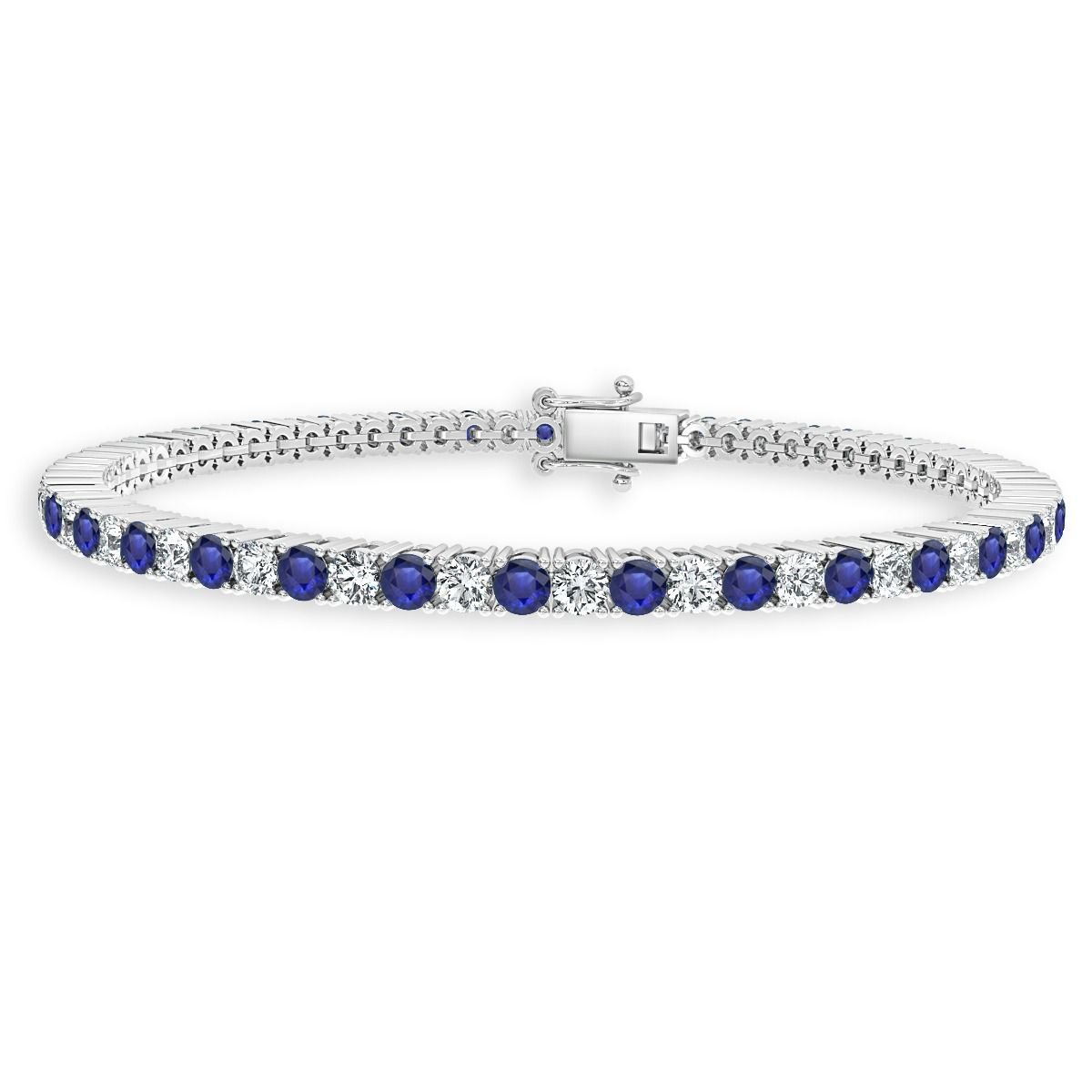 5.00 Ct Sapphire And Diamond Tennis Bracelet, White Gold