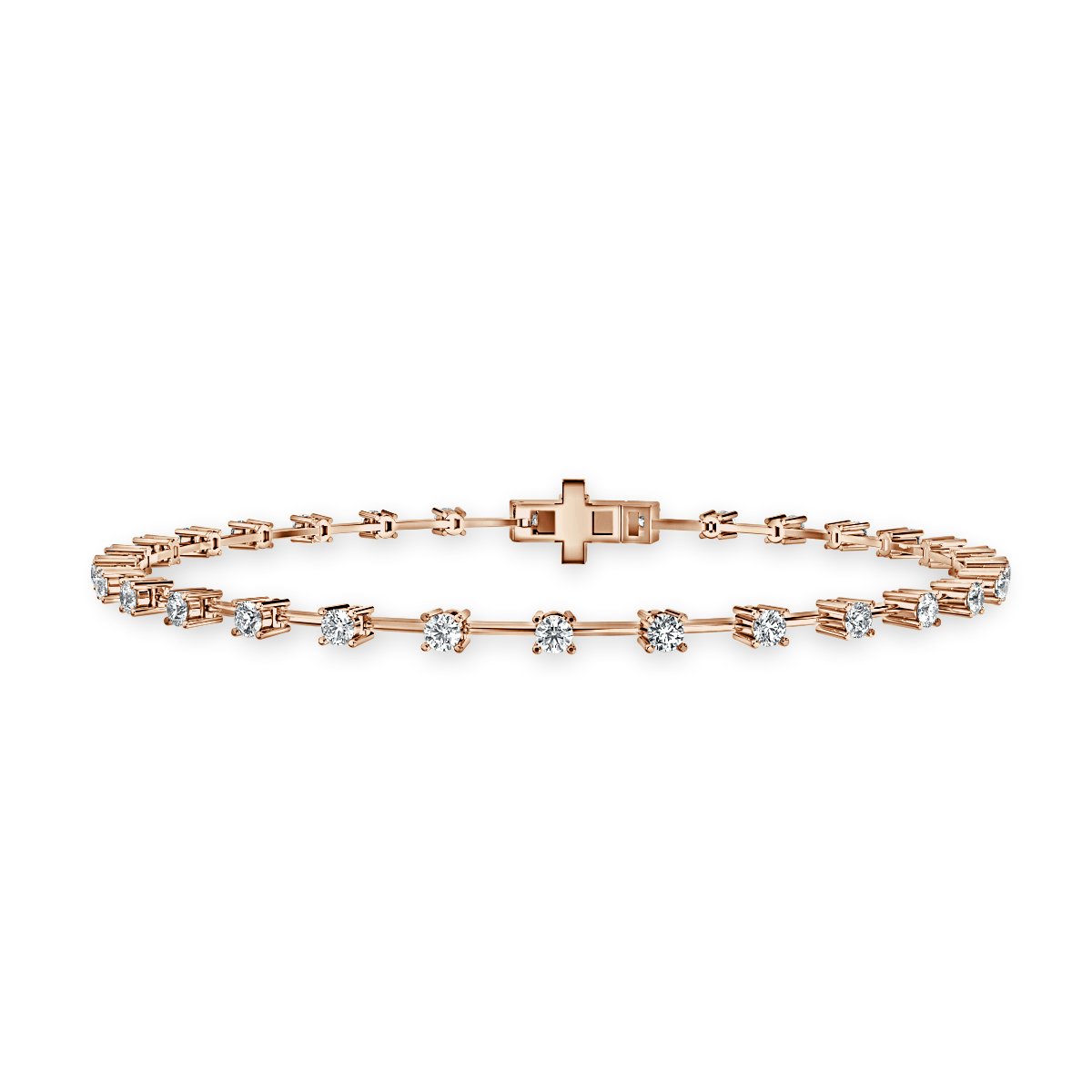 1.50 Ct Round Diamond Space Out Diamond Tennis Bracelet, 18K Rose Gold