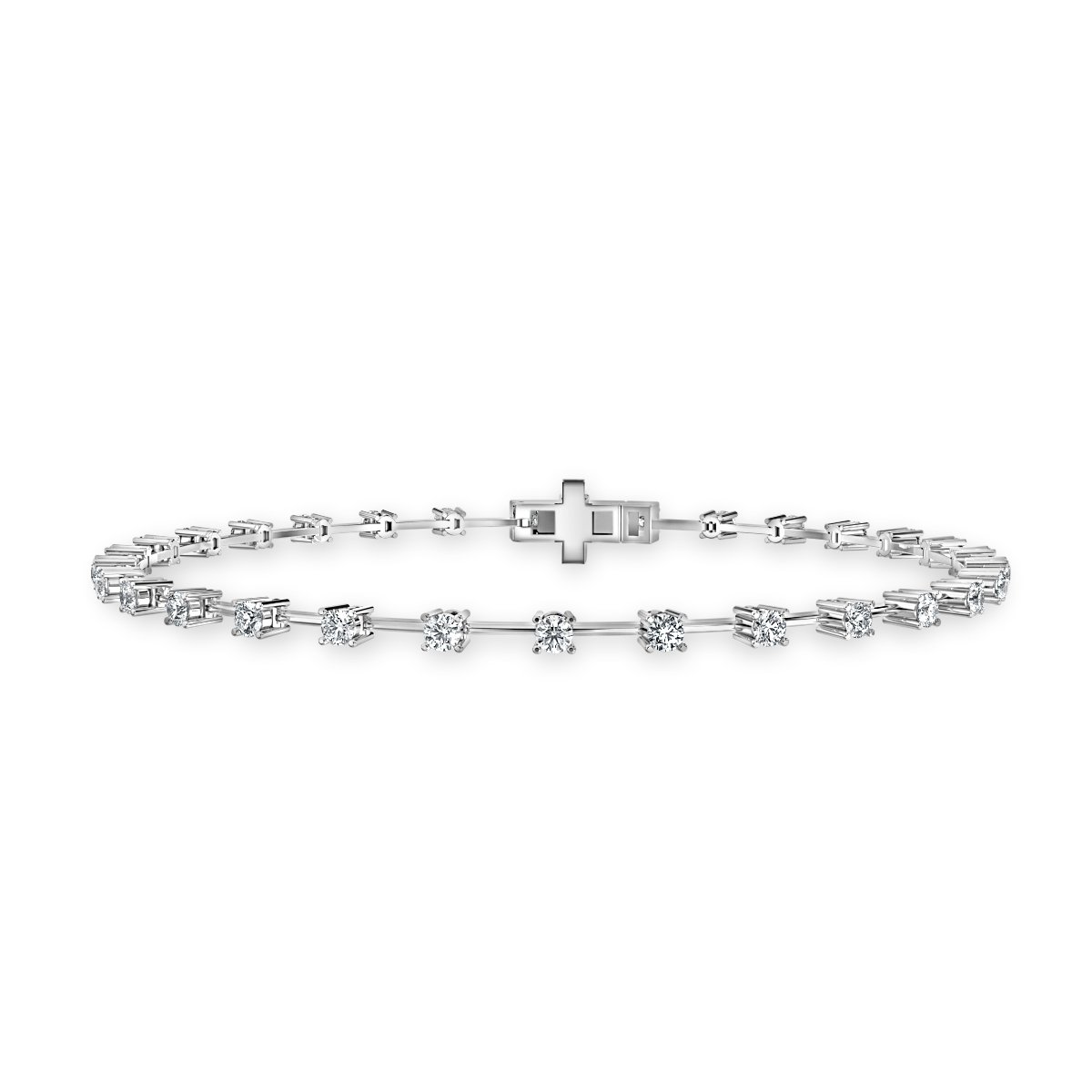 1.50 Ct Round Diamond Space Out Diamond Tennis Bracelet, 18K White Gold