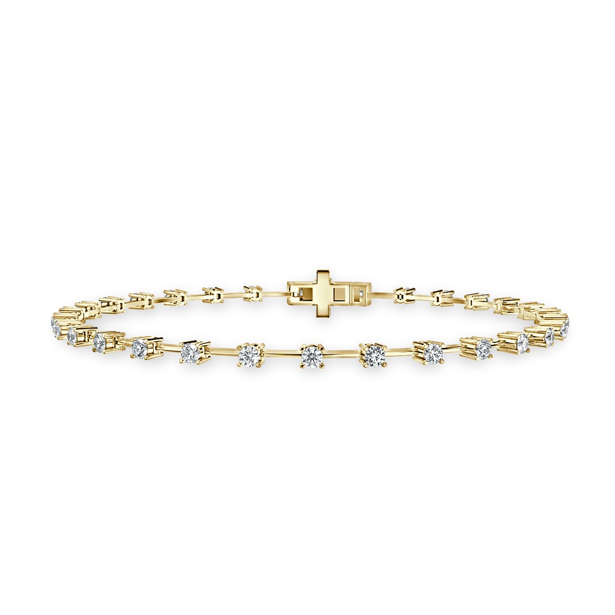 1.50 Ct Round Diamond Space Out Diamond Tennis Bracelet, 18K Yellow Gold