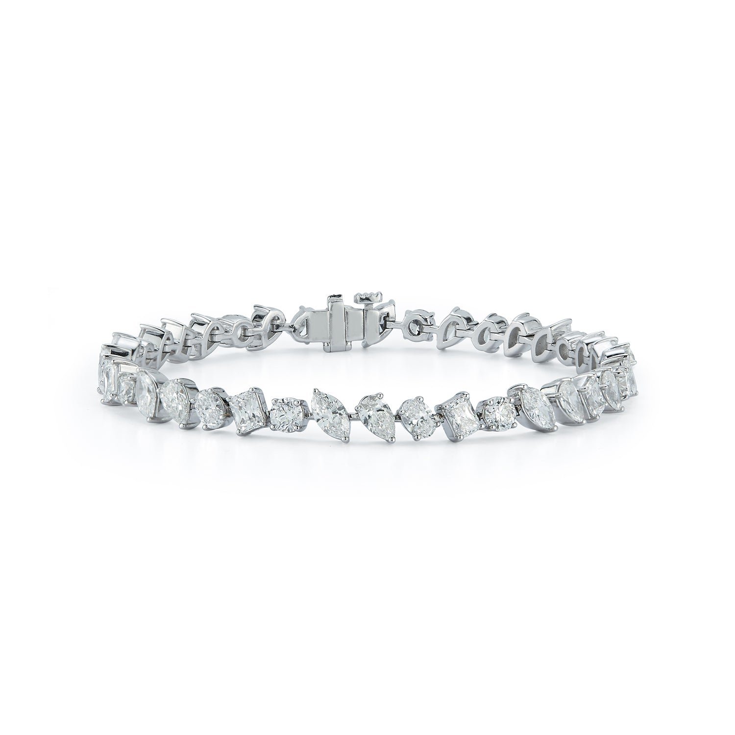 Platinum Fancy Shape Diamond Bracelet - Turgeon Raine | Fancy shape diamond,  Platinum bracelet, Diamond bracelet