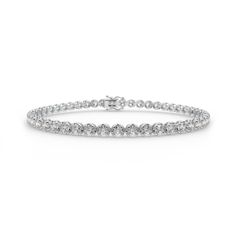 18k White Gold F-G/VS-SI 7.00 Ct Crown Set Natural Round Diamond Tennis Bracelet