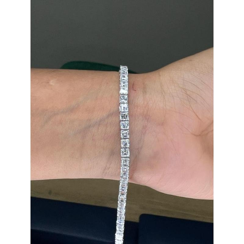 18K White Gold F-G/VS-SI 11.76 Ct Royal Asscher cut Diamond Tennis Bracelet