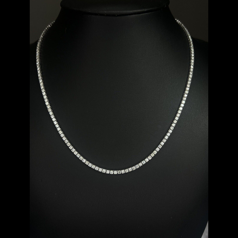 8.50 ct Natural Round Diamond Claw Tennis Necklace, 14K White Gold
