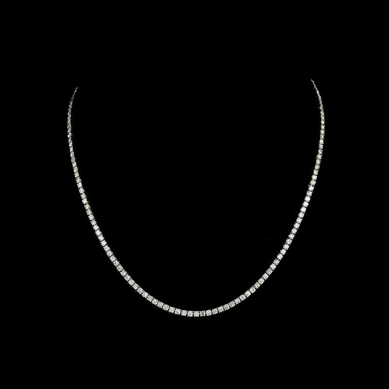 8.50 ct Natural Round Diamond Claw Tennis Necklace, 14K White Gold