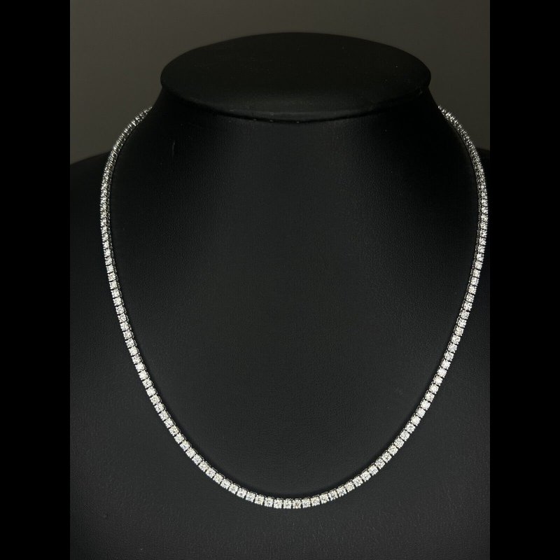 8.50 ct Natural Round Diamond Claw Tennis Necklace, 14K White Gold