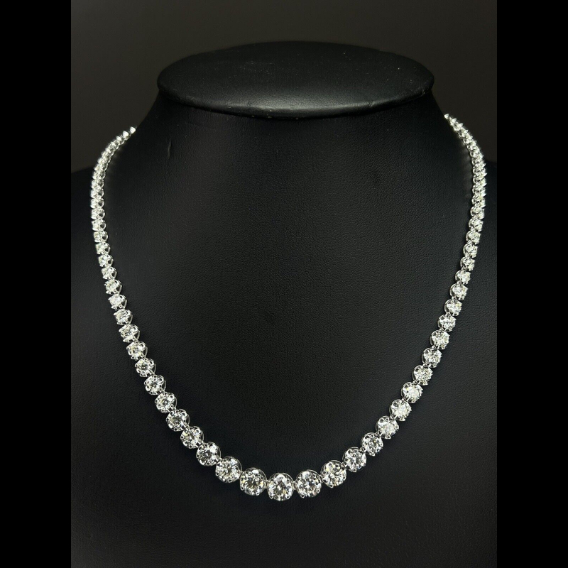 Deposit for 20.86 ct Top Quality Round Diamond Graduated Tennis Necklace, 18K White Gold