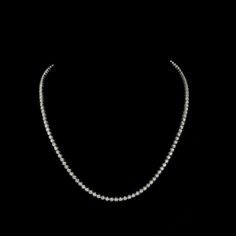 4.88 ct Natural Round Diamond Tennis Line Necklace, 9K White Gold