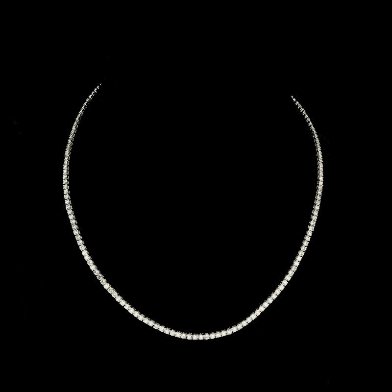 7.88 Ct FG/VS Round Diamond Tennis Necklace, 18K White Gold