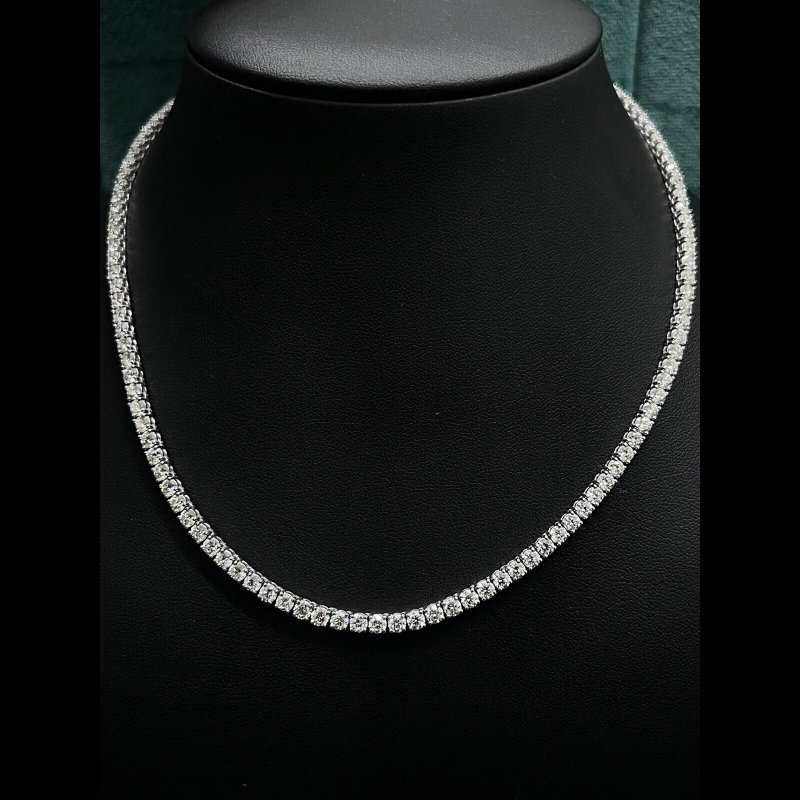 18.60 Ct Top Quality F/VS-Si Round Diamond Tennis Necklace, 18K White Gold