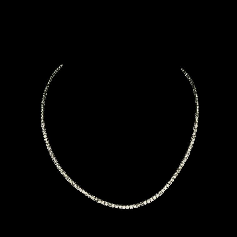 10.88 Ct FG/SI Round Diamond Tennis Necklace, 14K White Gold