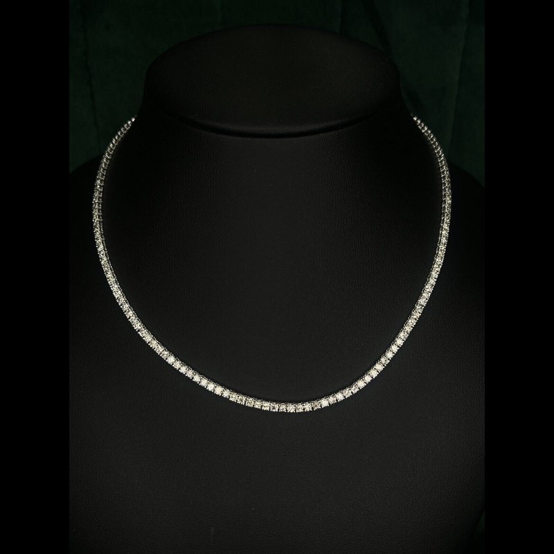 10.88 Ct FG/SI Round Diamond Tennis Necklace, 14K White Gold