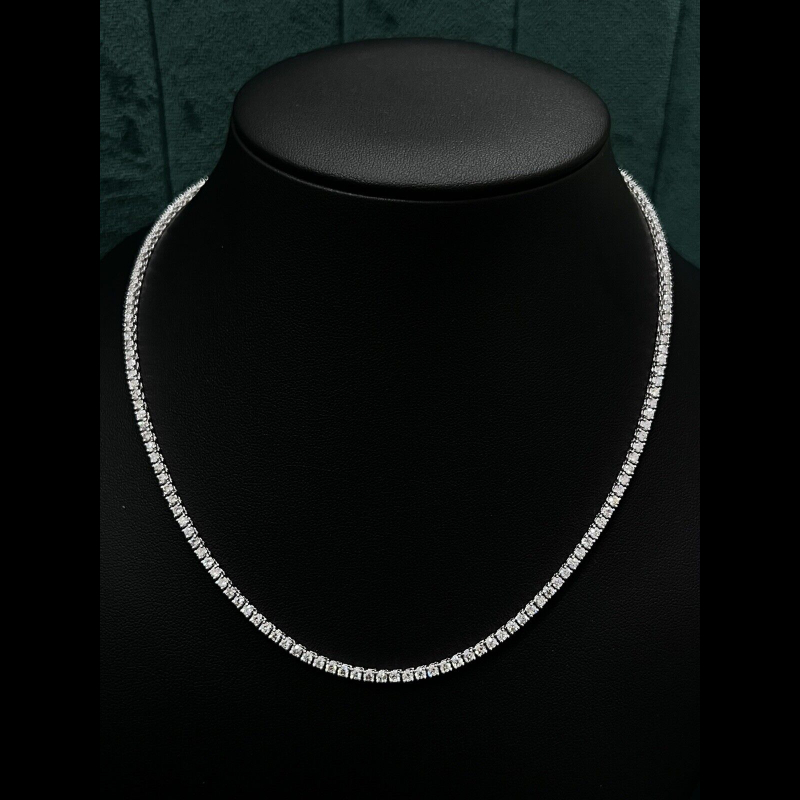 Christmas Deal - 6.84 ct F/SI Round Diamond Tennis Necklace, 18K White Gold